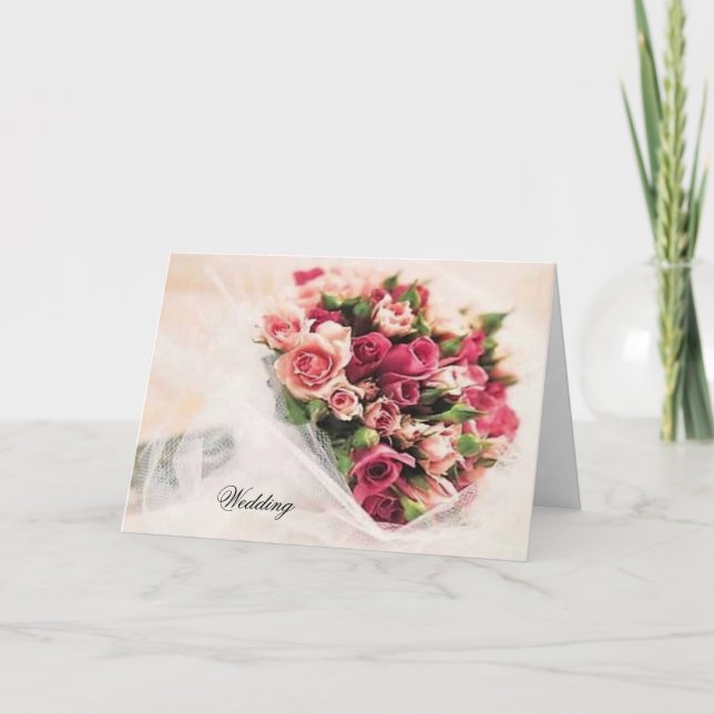 Invitación a la boda de los rosas en Bouquet (Anverso)