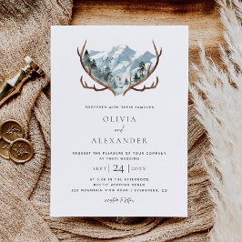 Invitación a la boda de los Rustic Mountain Antler