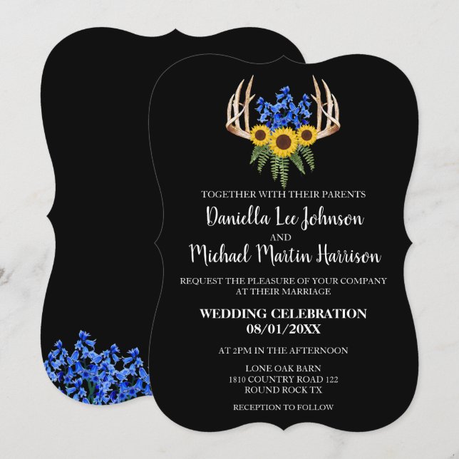 Invitación a la boda de los Rústicos Hombres Flora (Anverso / Reverso)