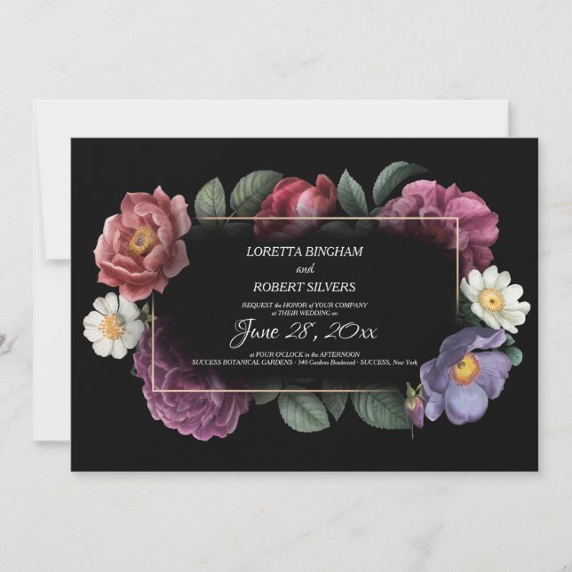 Invitación a la boda de los sueños florales (Anverso)