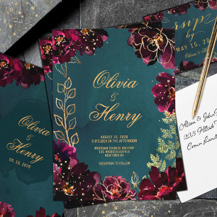 Invitación a la boda de los tonos de joyas de burd