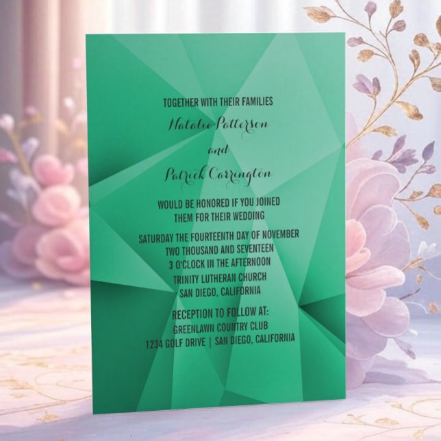 Invitación a la boda de los tonos de joyas de esme (Emerald Jewel Tones Wedding Invitation)