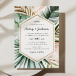 Invitación a la boda de los trópicos exuberantes<br><div class="desc">La Colección de Tropics Lush, una hermosa y moderna colección que presenta vegetación tropical pintada a mano, como monastera acuática y hojas de palma. La paleta de colores es absolutamente impresionante, con verdes exuberantes, un brillo delicado y un oro elegante que crean una perfecta atmósfera tropical de verano. Cada elemento...</div>