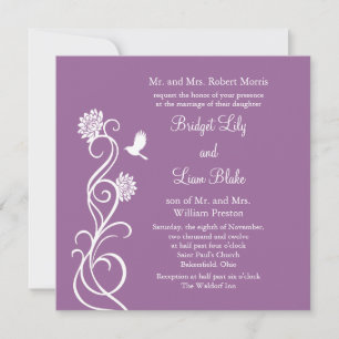 Invitación a la boda de Lotus Flowers (morado oscu