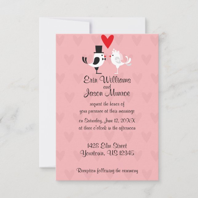 Invitación a la boda de Lovebird Bride y Groom (Anverso)