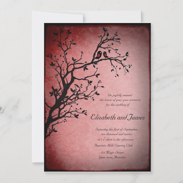 Invitación a la boda de Lovebirds (Anverso)