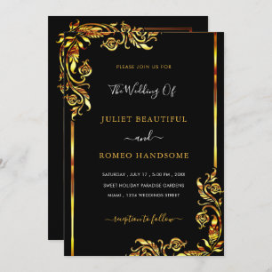Invitación a la boda de lujo con marco floral de o