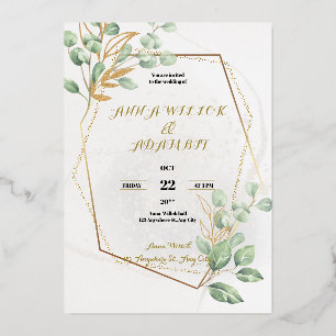 Invitación a la boda de lujo de oro