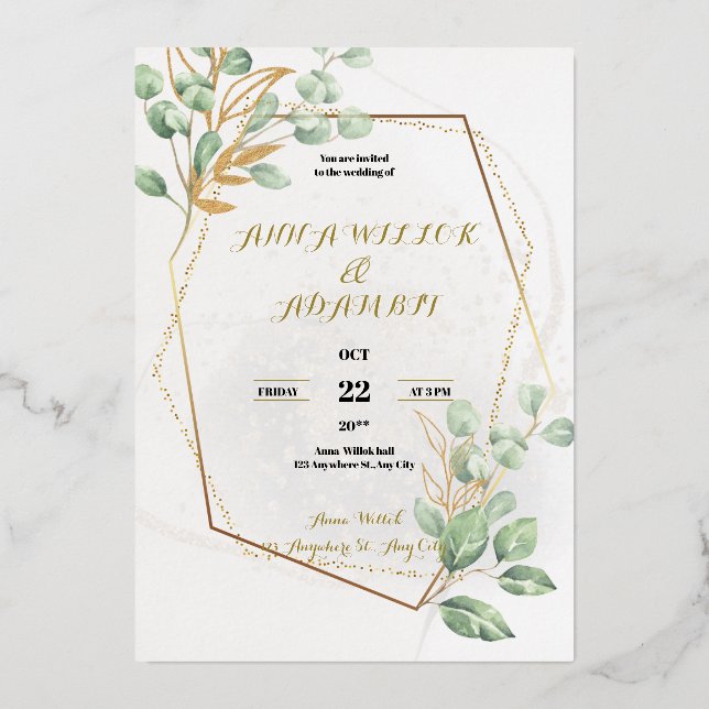 Invitación a la boda de lujo de oro (Anverso)