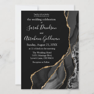 Invitación a la boda de lujo del Purpurina de oro 