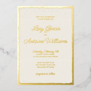Invitación a la boda de lujo Gold Bold Edge Ecru