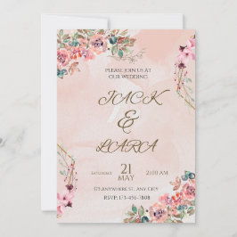 Invitación a la boda de lujo rosa