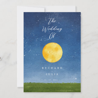 Invitación a la boda de LUNA/acuarela Luna llena