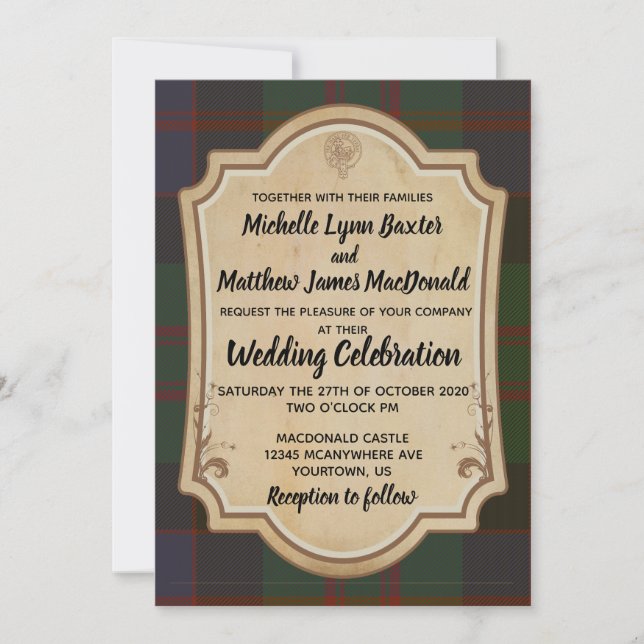 Invitación a la boda de MacDonald Tartan (Anverso)