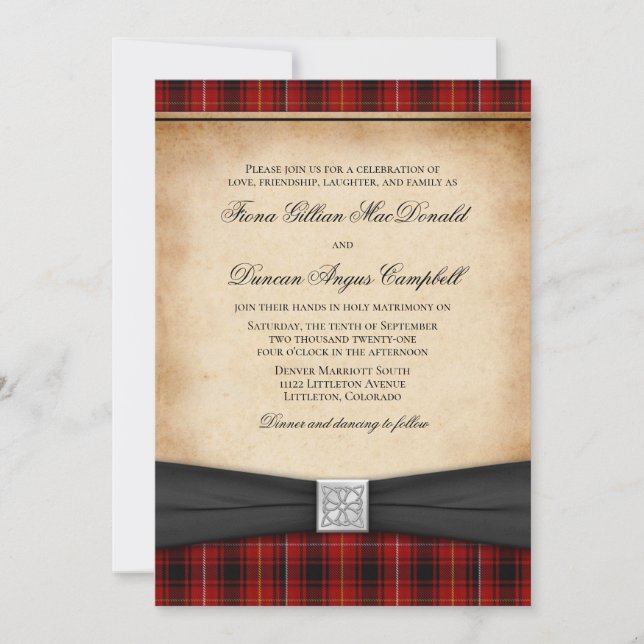 Invitación a la boda de MacIver Tartan Celtic Scot (Anverso)