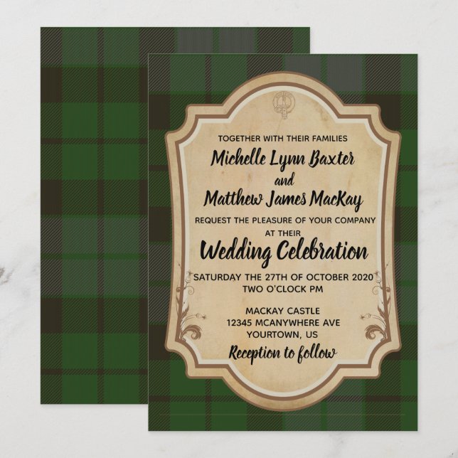 Invitación a la boda de MacKay Tartan (Anverso / Reverso)