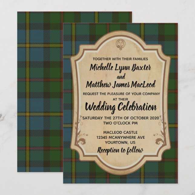 Invitación a la boda de MacLeod Tartan (Anverso / Reverso)