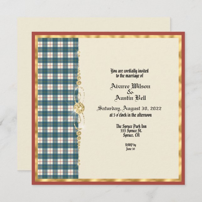 Invitación a la boda de MacRae Conchra Tartan (Anverso / Reverso)