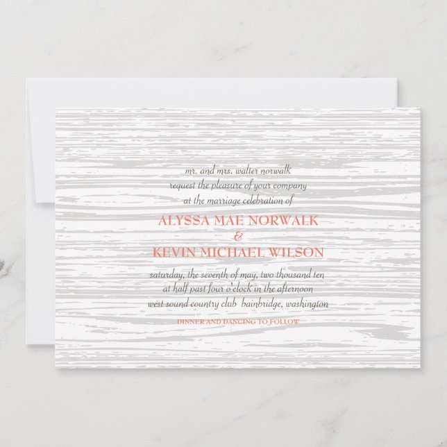 Invitación a la boda de madera (Anverso)