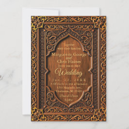 Invitación a la boda de madera árabe de lujo