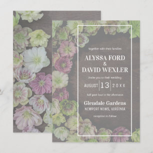 Invitación a la boda de madera de Hellebore Garden