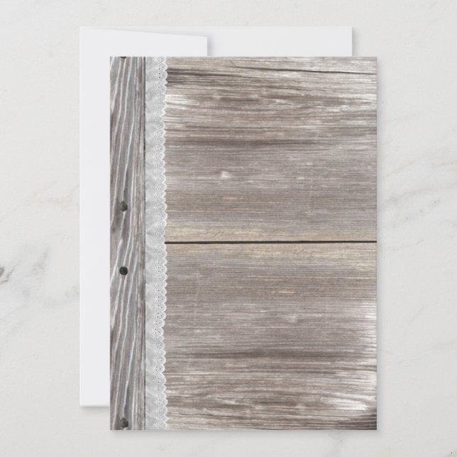 Invitación a la boda de madera de palo de encaje (Anverso)
