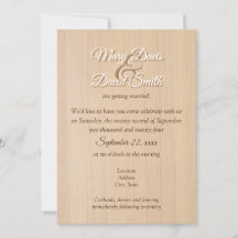 Invitación a la boda de madera de pino claro