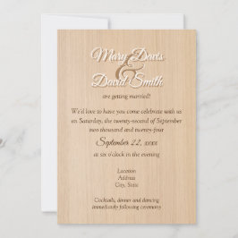 Invitación a la boda de madera de pino claro