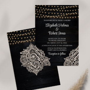Invitación a la boda de madera de raza negra