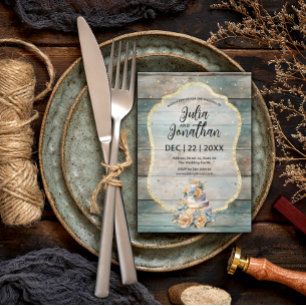 Invitación a la boda de madera de Shabby Chic Past