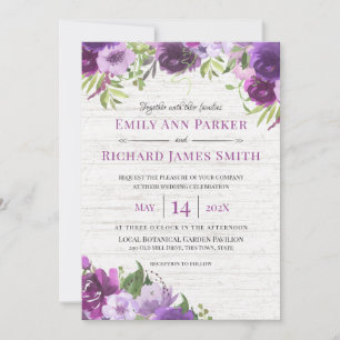 Invitación a la Boda de Madera Floral de Lavender