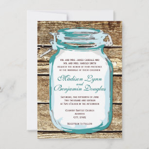Invitación a la Boda de Madera Rústica Mason Jar
