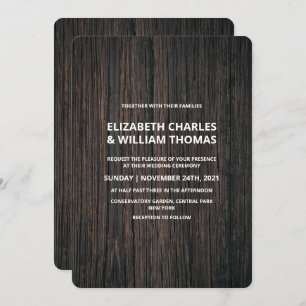 Invitación a la boda de madera texturada en rústic