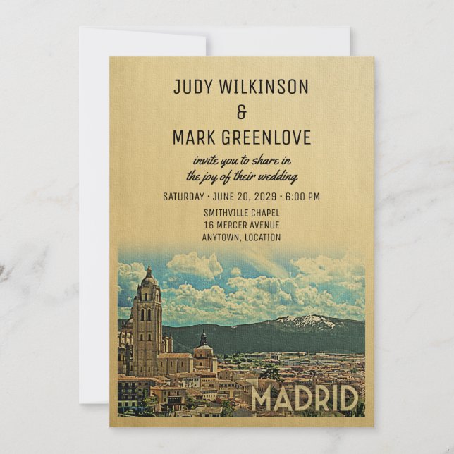 Invitación a la boda de Madrid España (Anverso)