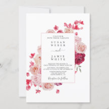 Invitación a la boda de Magenta Pink Floral