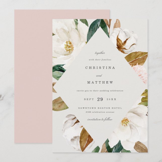 Invitación a la boda de Magnolia (Anverso / Reverso)