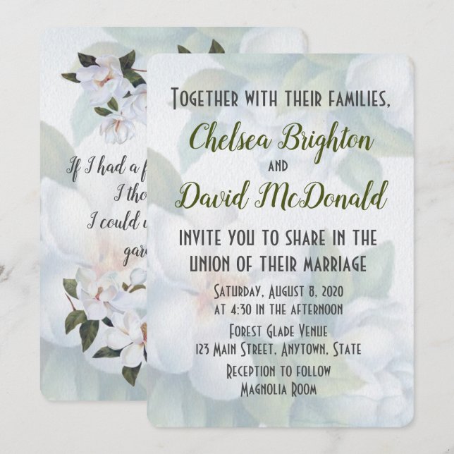 Invitación a la boda de Magnolia (Anverso / Reverso)