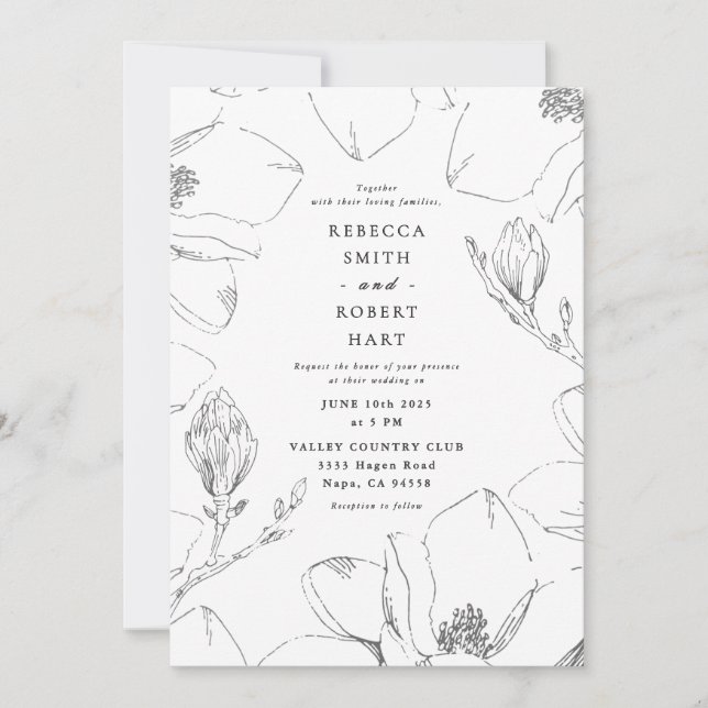 Invitación a la boda de Magnolia 01 (Anverso)