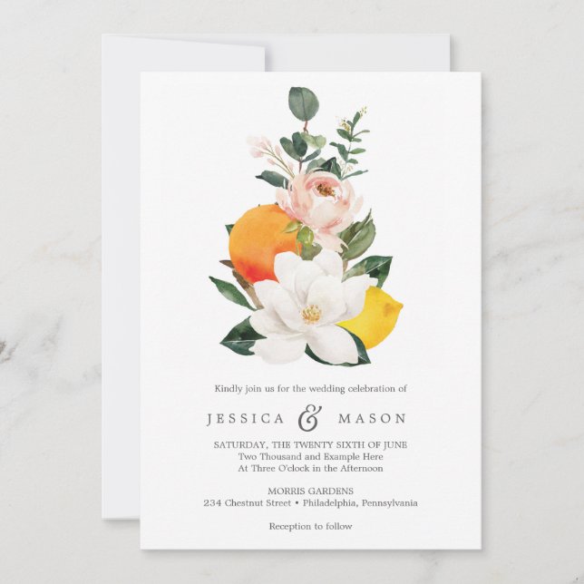 Invitación a la boda de Magnolia Citrus (Anverso)