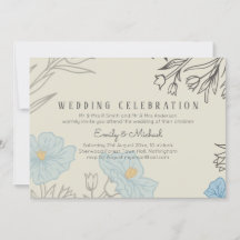 Invitación a la boda de Magnolia con amapola azul 