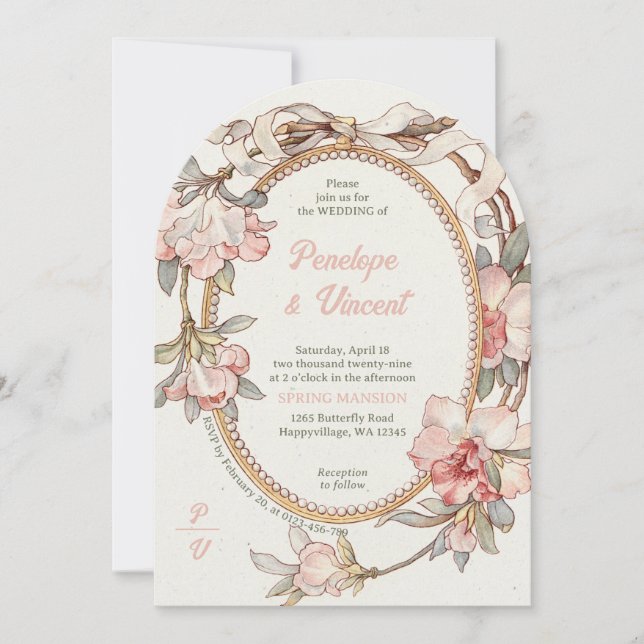 Invitación a la boda de Magnolia Vintage (Anverso)