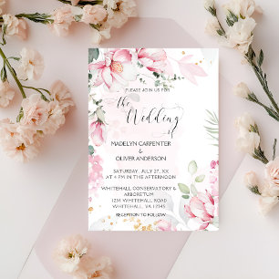 Invitación a la boda de Magnolias Rosadas