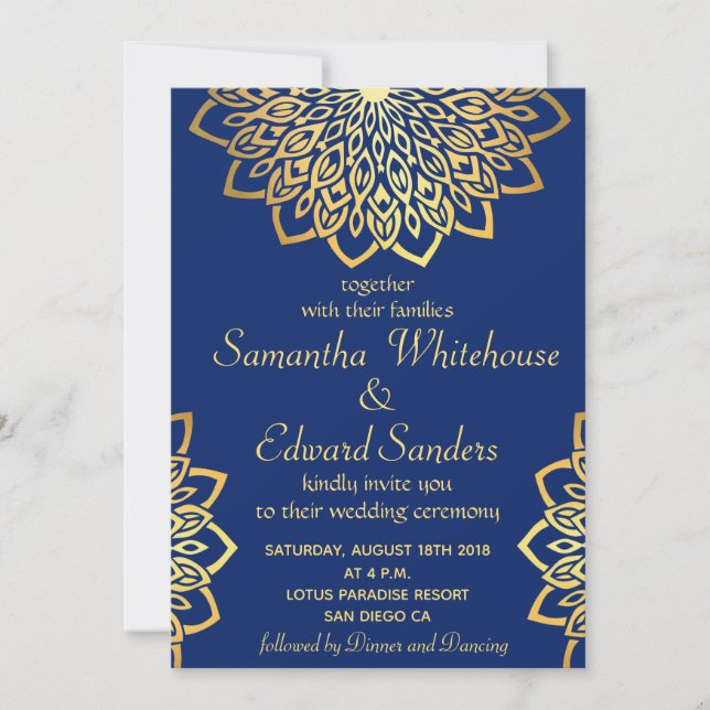 Invitación a la boda de manala azul de la marina d (Anverso)
