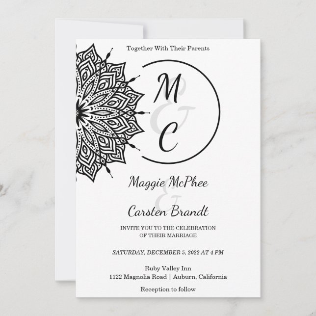 Invitación a la boda de manala negra (Anverso)