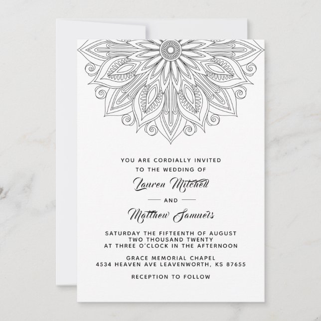 Invitación a la boda de Mandala (Anverso)