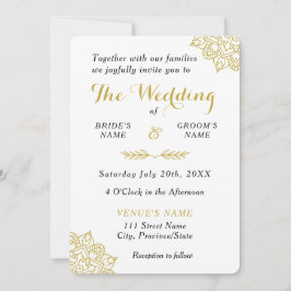 Invitación a la boda de Mandala dorada