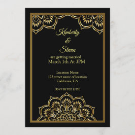 Invitación a la boda de Mandala en la India del or