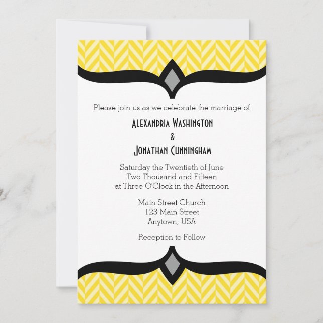 Invitación a la boda de maní blanca amarilla (Anverso)