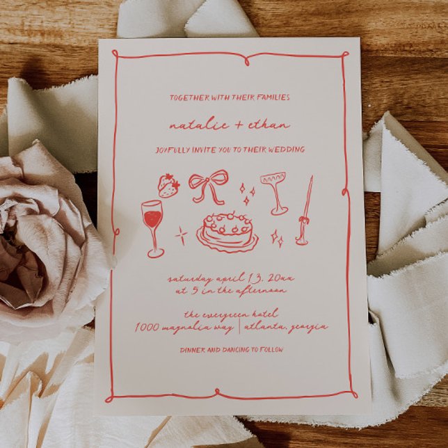 Invitación a la boda de mano dibujada (Subido por el creador)