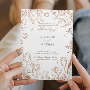Invitación a la boda de mano dibujada
